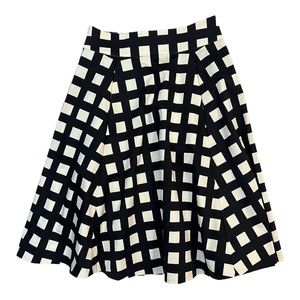 Kate Spade Womens A-Line Skirt M Black White Checkered Skirt The Rules Sadie
